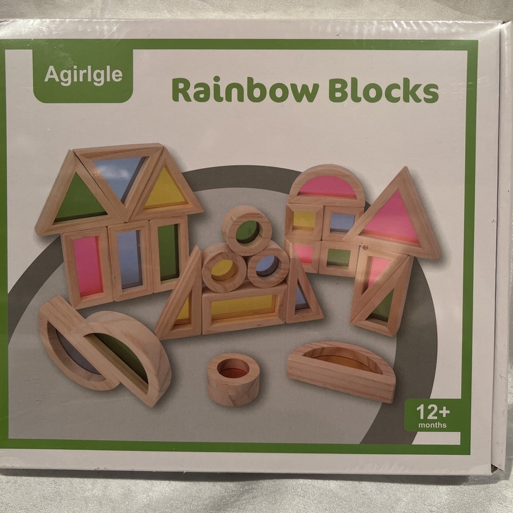 New-Rainbow Building Blocks Transparent‎ Building Blocks Stacking - Set Of 24